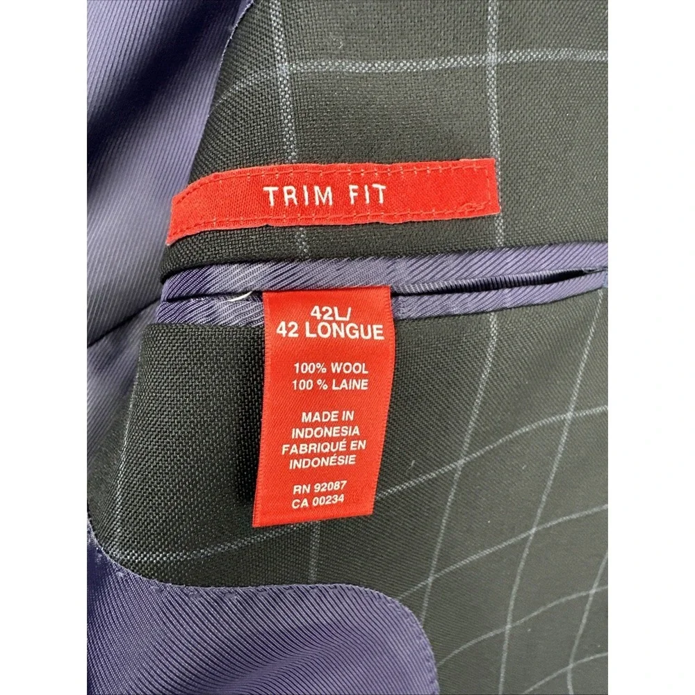 RED Saks Fifth Avenue 2-Piece Blue Suit Mens 40L Pants 35x33.5 Box Print